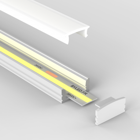 Profilé blanc extra plat en applique pour ruban LED