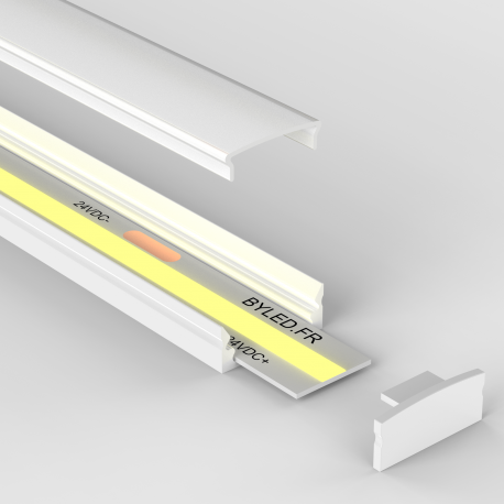 Profilé aluminium blanc en applique pour ruban LED