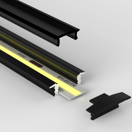 Profilé aluminium noir encastrable pour ruban LED - CRAFT - E03