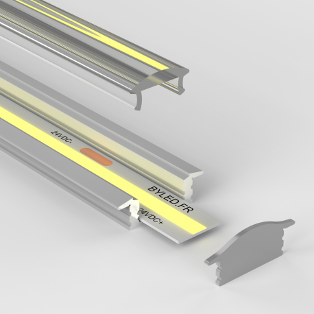 Profilé LED aluminium encastrable à diffuseur focalisé - CRAFT - E07