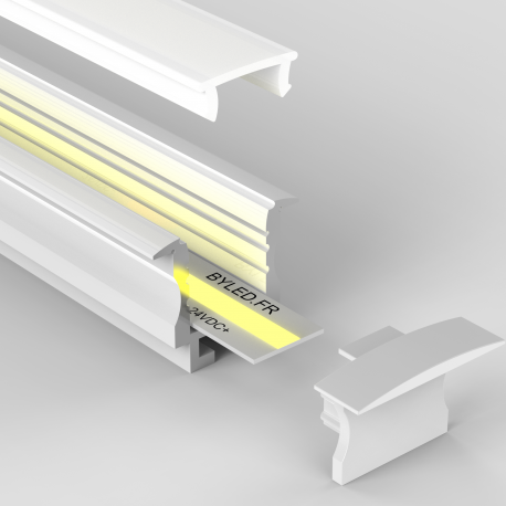 Profilé aluminium encastrable pour ruban LED - E05 Blanc - CRAFT