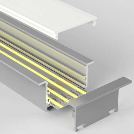 Profilé aluminium encastrable large ruban LED - E10