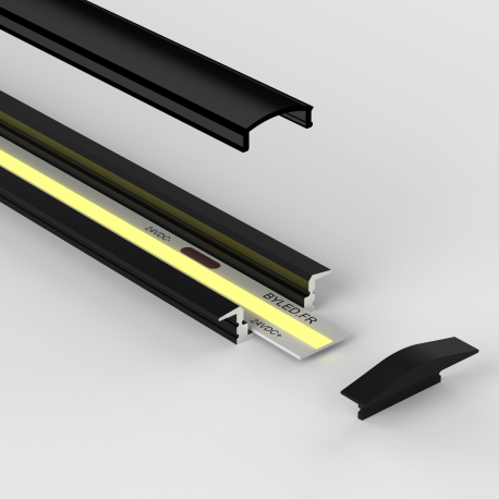 Profilé aluminium noir encastrable pour ruban LED