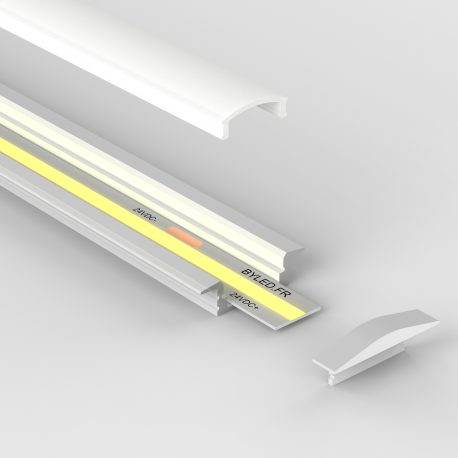 Profilé aluminium blanc encastrable pour ruban LED