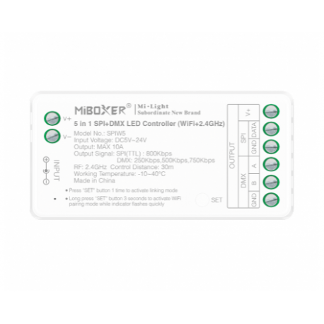 Contrôleur de ruban digital SPI et DMX - WIFI Tuya - 10A - MiBoxer SPIW5