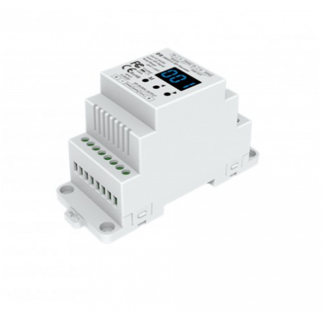 Contrôleur DMX512 vers SPI sur rail DIN pour ruban LED digital blanc, RGB ou RGBW - 10A - de 5 à 24V - DS