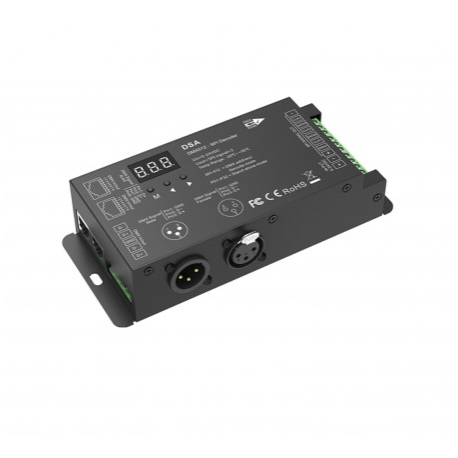 Contrôleur DMX512 vers SPI pour ruban LED digital blanc, RGB ou RGBW XLR/RJ45 - 10A - de 5 à 24V - DSA