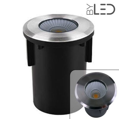 Spot LED encastré de sol rond inox 3W - COB - 230V - QINOX 92 mm