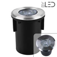 Spot LED encastré de sol 92mm 3W 12V inox rond - QINOX