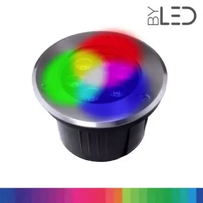 Spot LED encastré de sol inox 24V 6&nbsp;W - Terra 6 - RGB