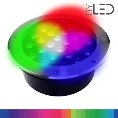 Spot LED encastré de sol inox 24V 12&nbsp;W - Terra 12 - RGB