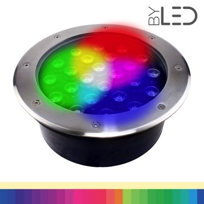 Spot LED encastré de sol inox 24V 12 W - Terra 12 - RGB