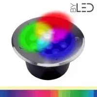 Spot LED encastré de sol inox 24V 12&nbsp;W - Terra 12 - RGB