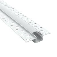 Profilé LED aluminium encastrable à plâtrer - E15 - Diffuseur givré