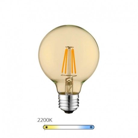 Ampoule LED à filament globe - Ambrée – 6W - E27 - Dimmable