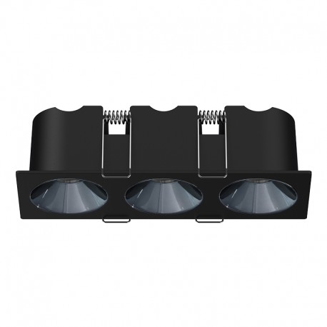 Spot LED encastré triple carré noir réflecteur canon de fusil 3x7W – Miror