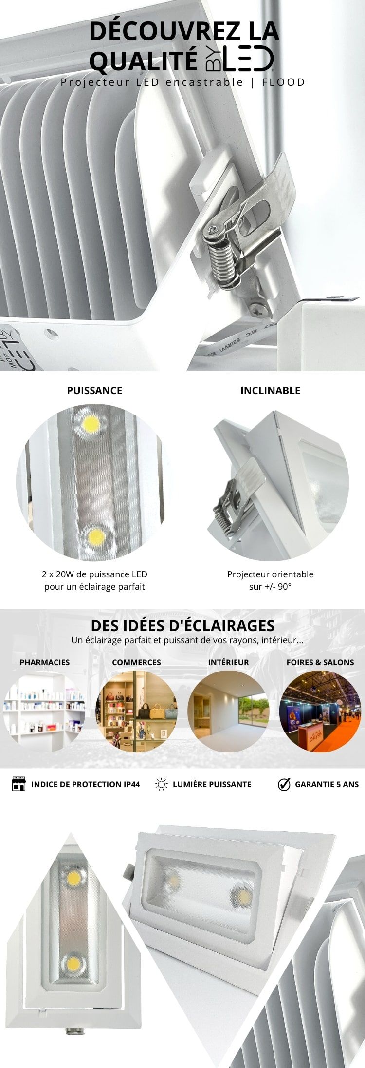 Projecteur led encastrable vitrine niche