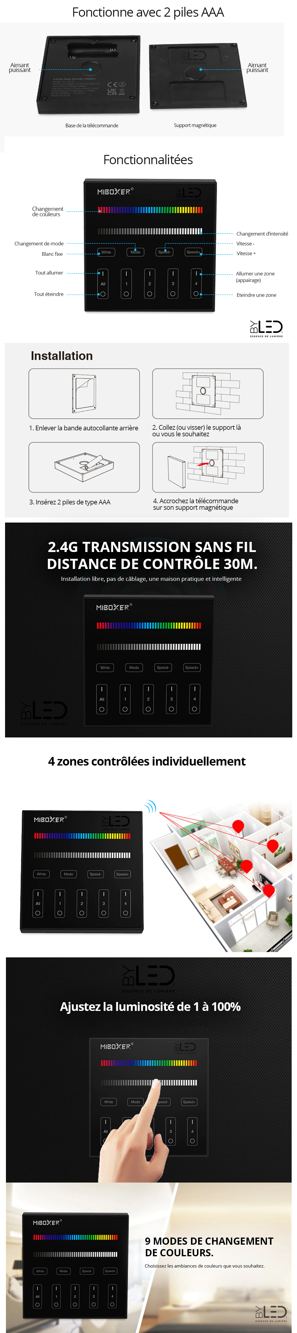 miboxer B3 télécommande noir